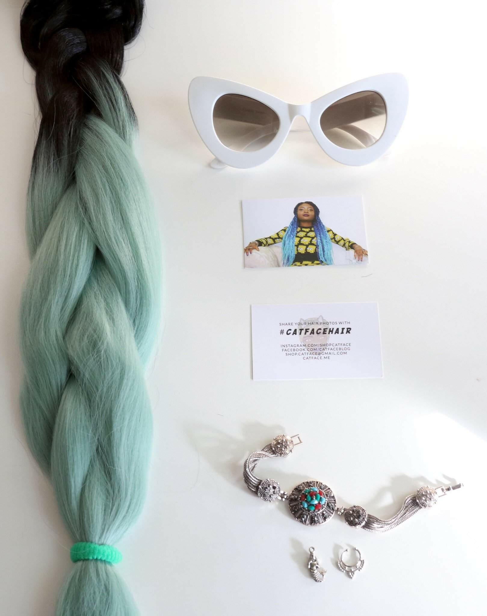 CATFACE HAIR MINT GREEN OMBRE JUMBO BRAIDING HAIR