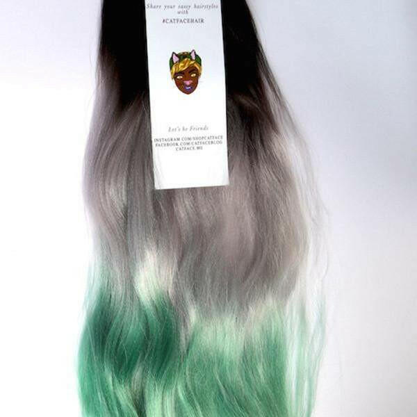 Catface Hair Black Grey Green Ombre Jumbo Braiding Hair