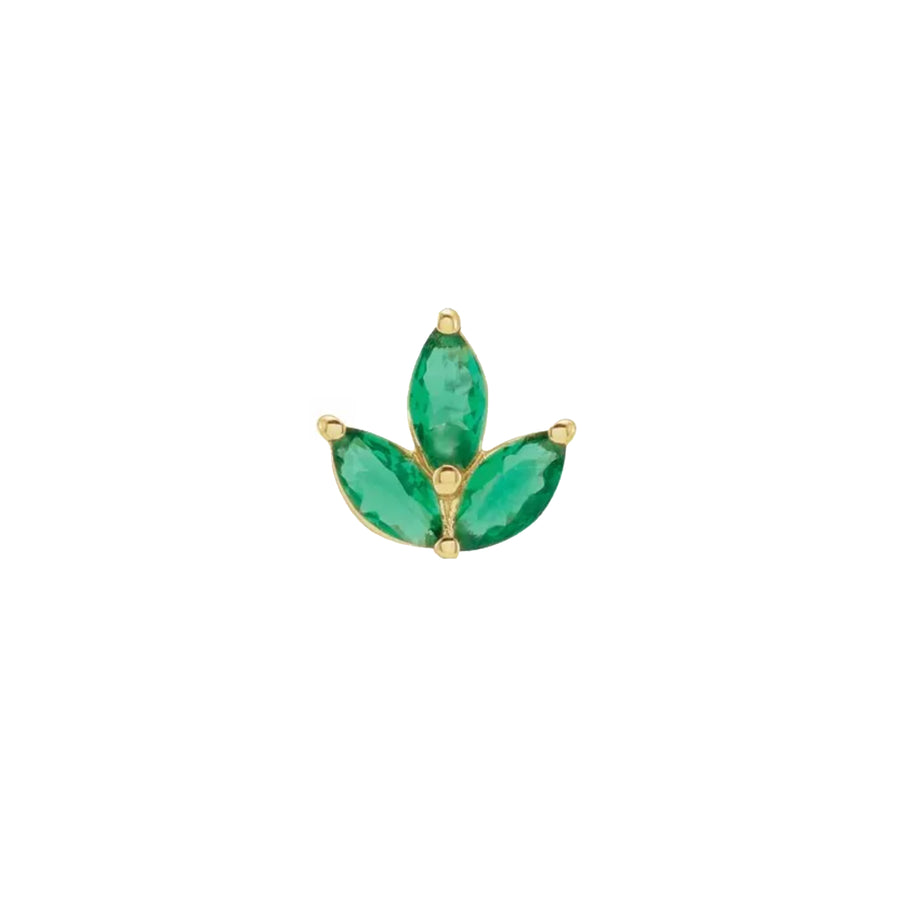 14k Emerald Lotus Stud