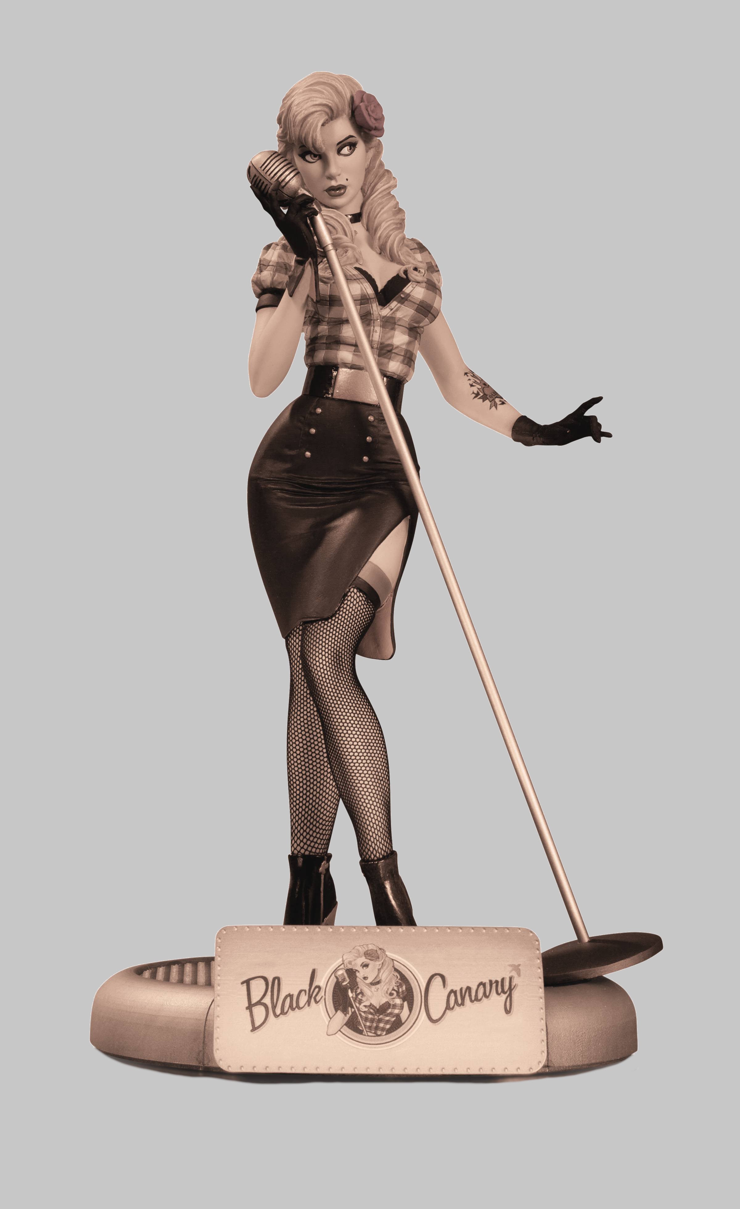 dc bombshells black canary statue