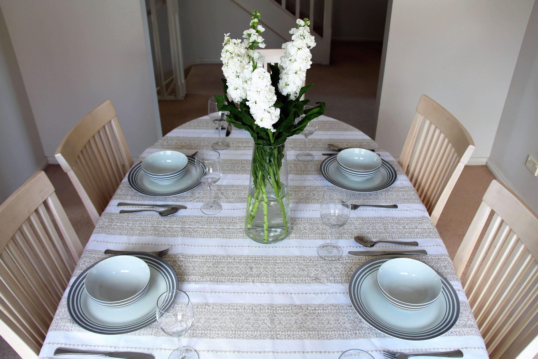 tan tablecloths