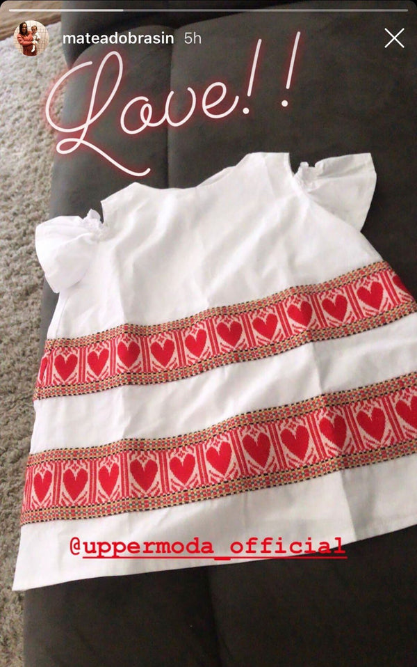 white dress with red love hearts