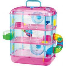 Lazy Bones Hamster Cage 3 Storey Pink 