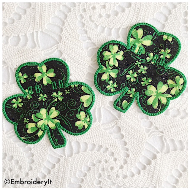Happy St Patrick's Day Clover Embroidery Design