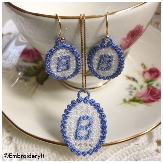 Free Standing Lace Jewelry Set Letter B Embroidery It