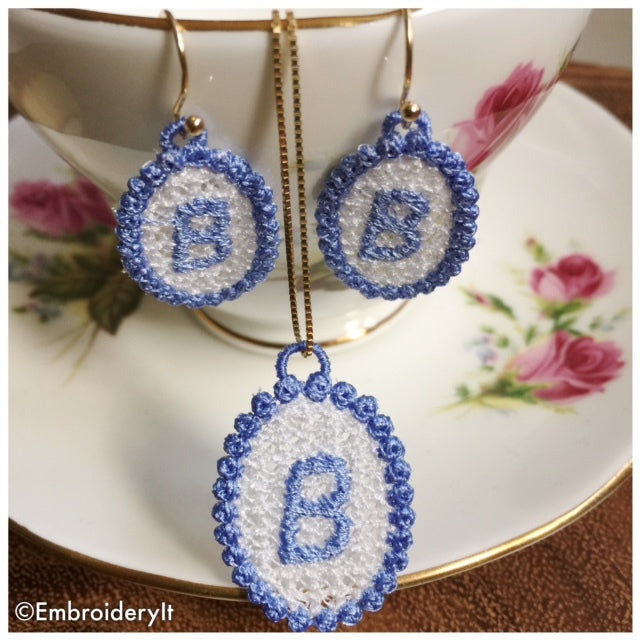 Free Standing Lace Jewelry Set Letter B Embroidery It