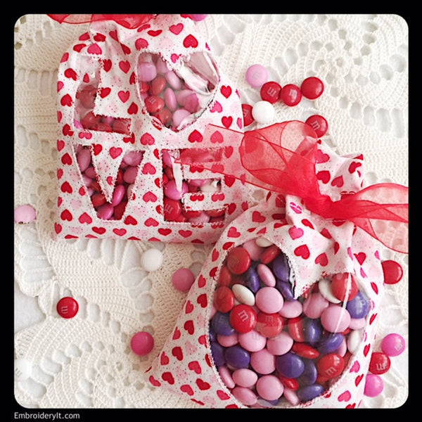Valentine Treat Bags Set of 2 Machine embroidery in the hoop candy ...