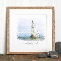 Personalised Watercolour Boat Sketch