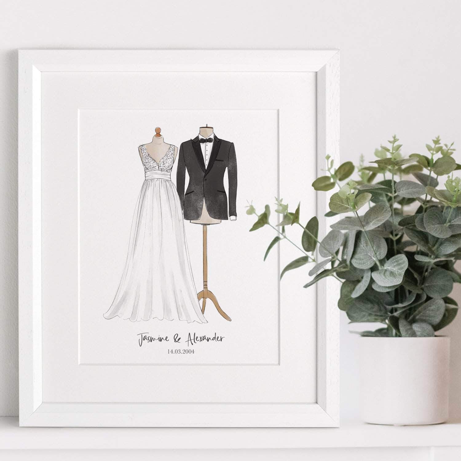 Letterfest Wedding Dress And Suit Illustration