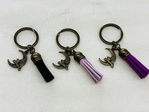 Gold Moon + Rabbit Charm Diffuser Keychain - Flowers and Gray