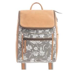 Myra Bags "Flower Horse Trail Petite Backpack Bag" - Flowers and Gray