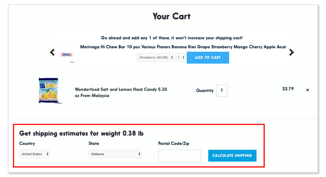 Shipping calculator example