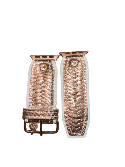 ReSpark*l - Luxe Rose Gold Unbreakable with White Watchband (Layered Sivella, Apple Watch 38-41mm)
