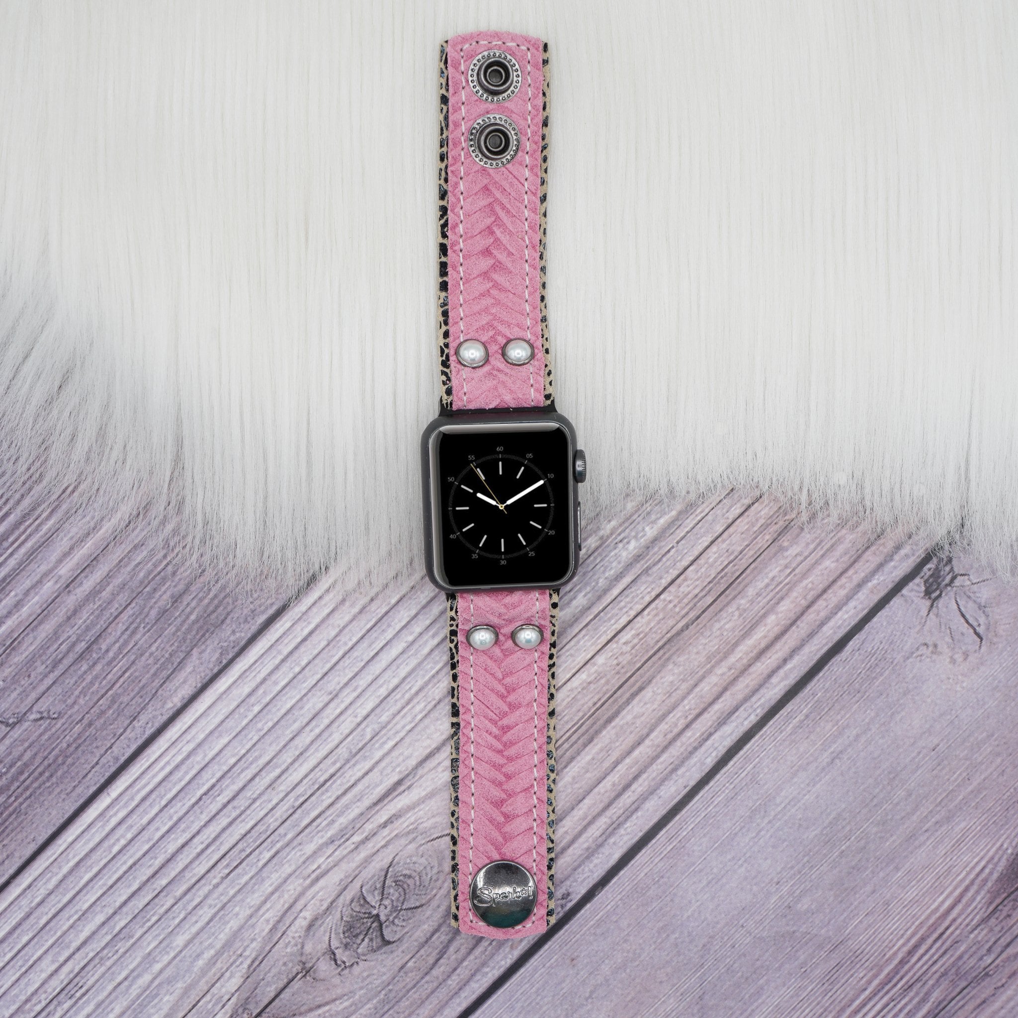 Cute Apple Watch Band- The ROCKSTAR- Pink Sense 22mm / Pink/Silver
