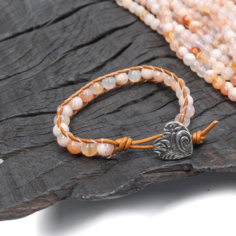 sakura agate lattice wrap bracelet