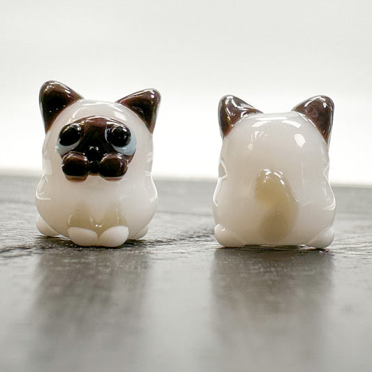 Chibi Handmade Glass Beads - Cat Drop Blue with Paw