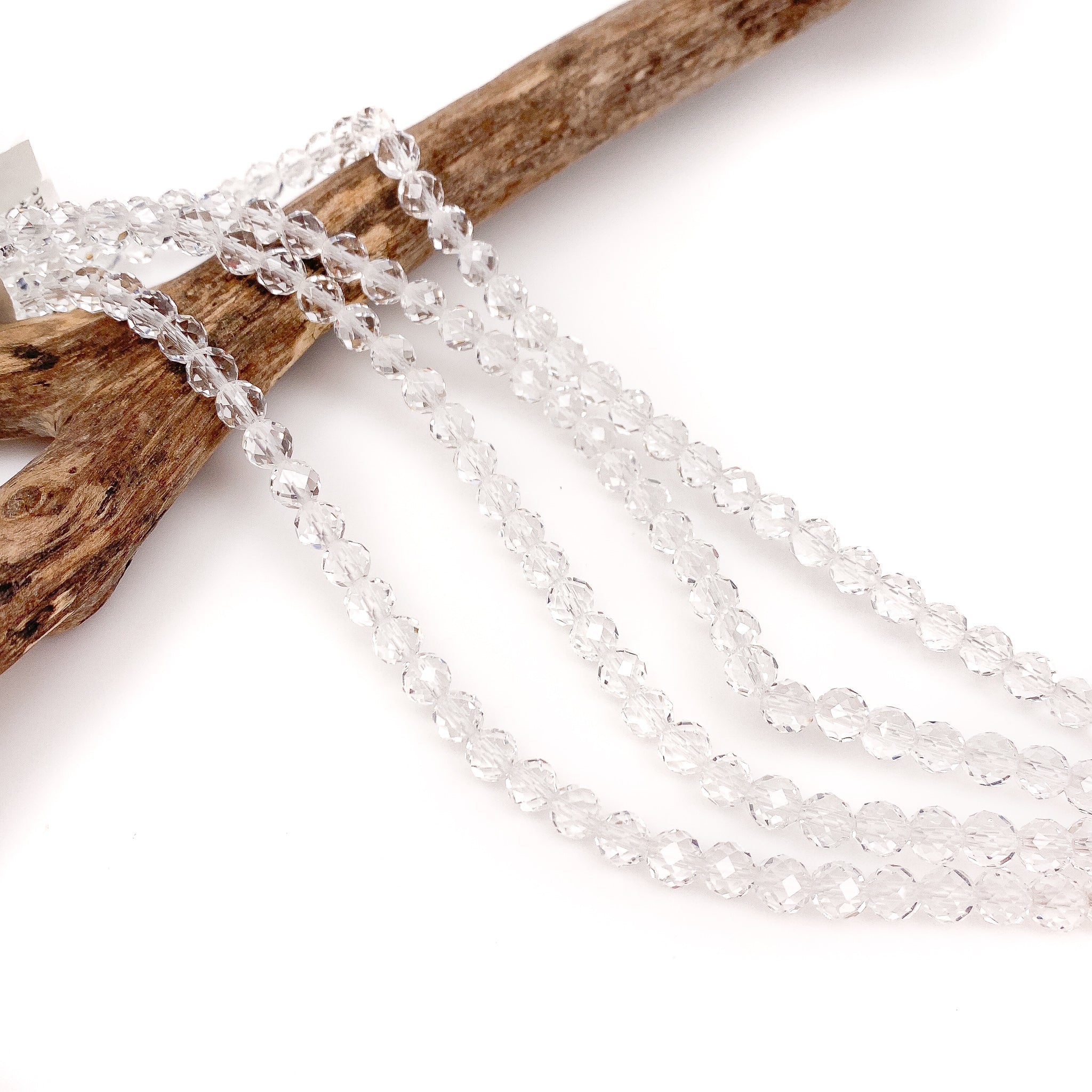 Herkimer Diamond Quartz 6mm Calibrated Faceted Round Bead - 8" Strand (GEM528)