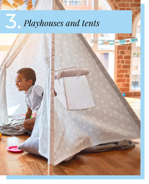 tips for organizing kids room - playhouses and tents