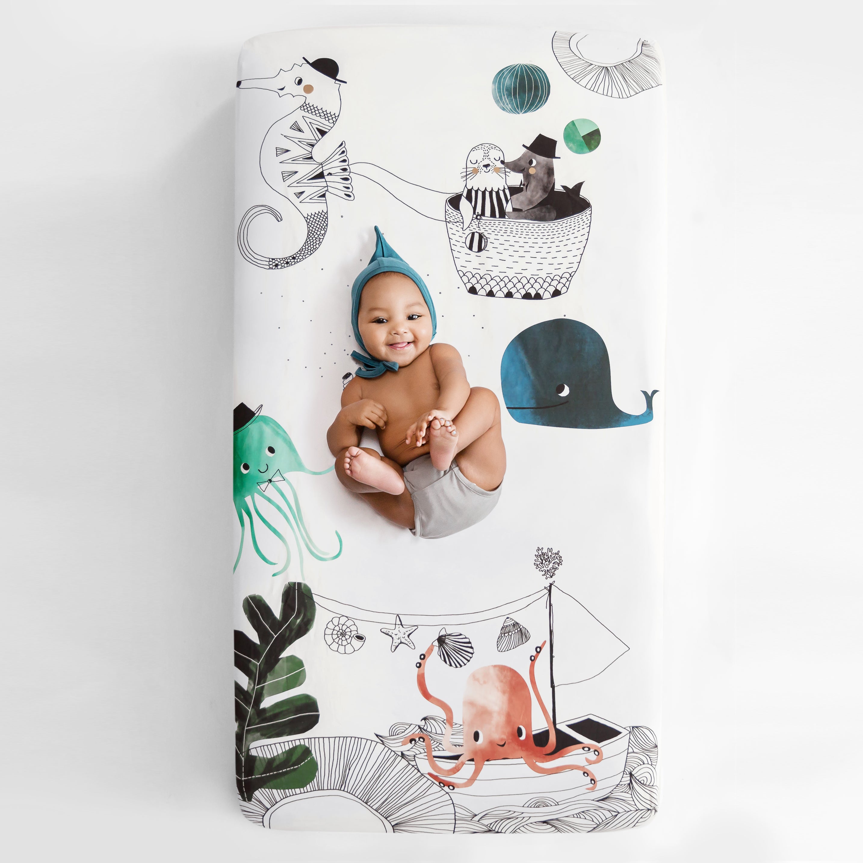 Underwater Love Standard Size Crib Sheet - Rookie Humans product image