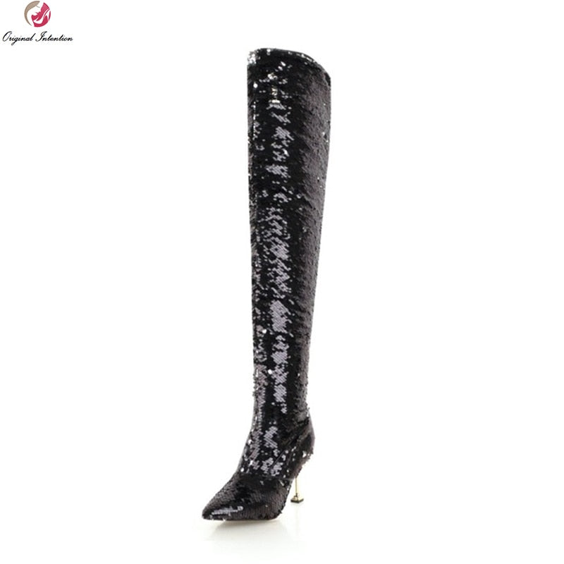 thigh high boots medium heel