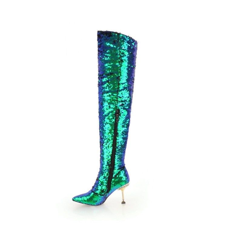 thigh high boots medium heel