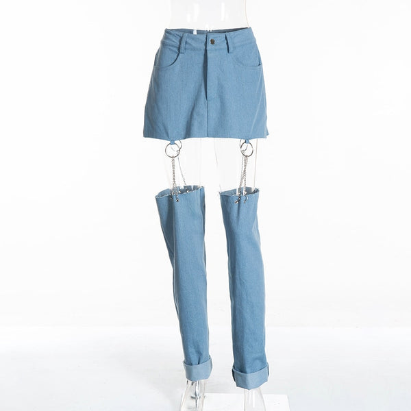 high waisted denim pants