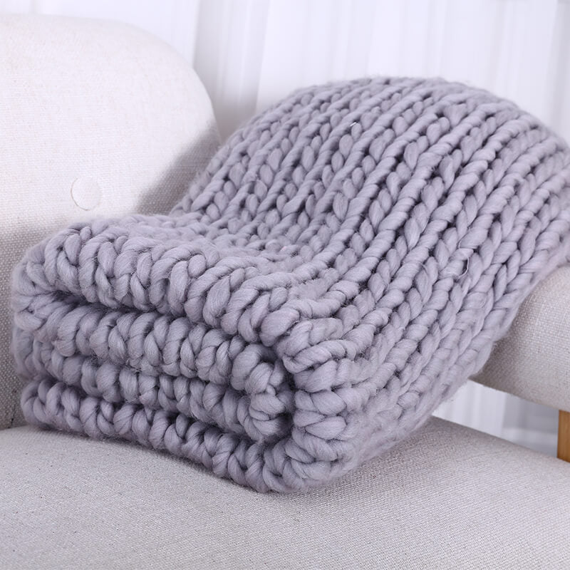 Hand Knitted Chunky Wool Thick Blanket Edeals123