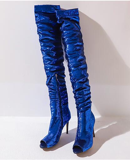 over the knee sequin boots