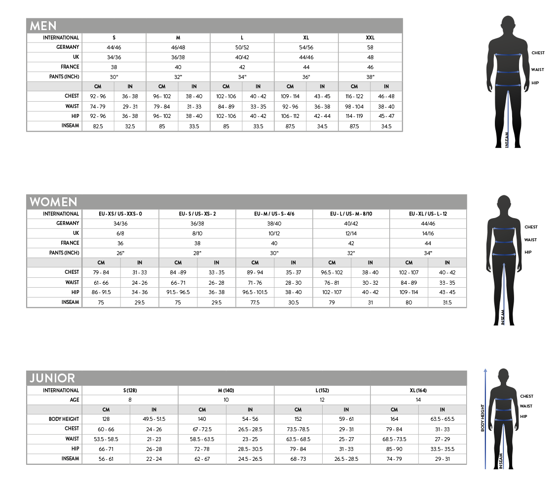 Scott Clothing Size Chart - Bikes n Gear Ltd