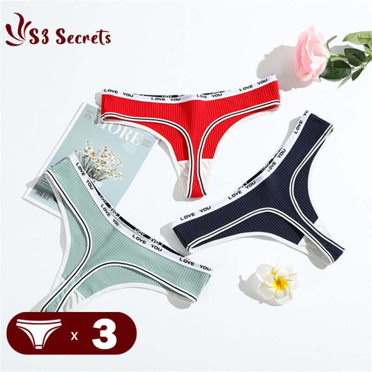 3pcs/set Women's Panties G-string Thong Cotton Underwear Sexy Panties Female  Underpants 6 Solid Color Pantys Intimates Lingerie