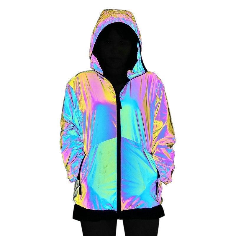 Hooded Reflective Rainbow Jacket | Fashion NetClub