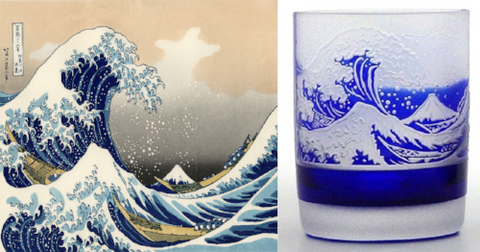 great wave off kanagawa old fashioned glass