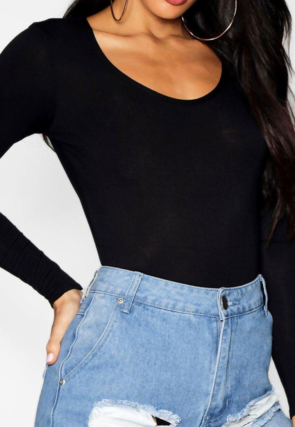 Black Long Sleeve Bodysuit – PrettyFashion.com