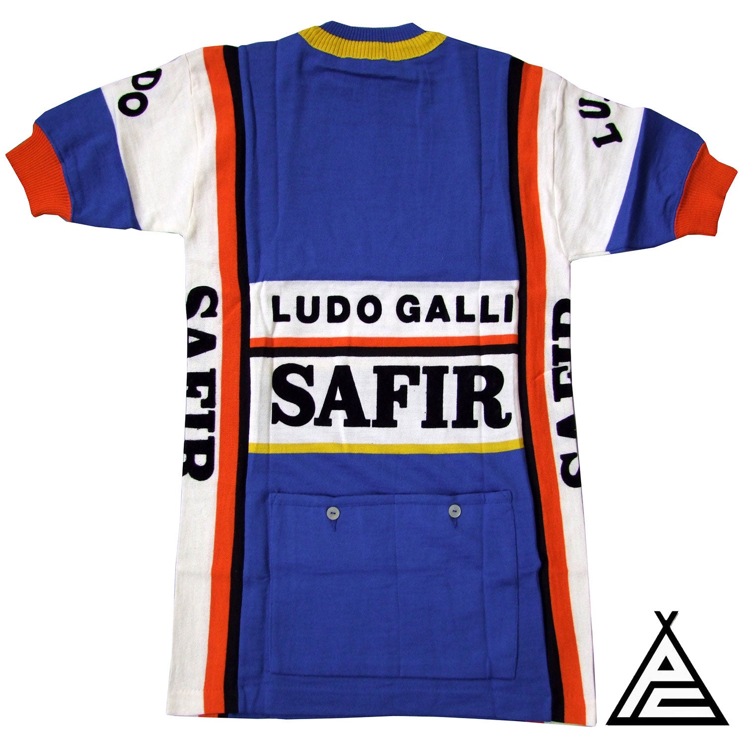 The back of the 1981 Safir Ludo Galli team jersey