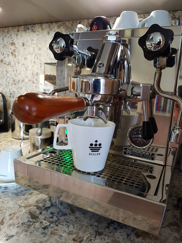 Mark's Rocket Espresso machine in action.