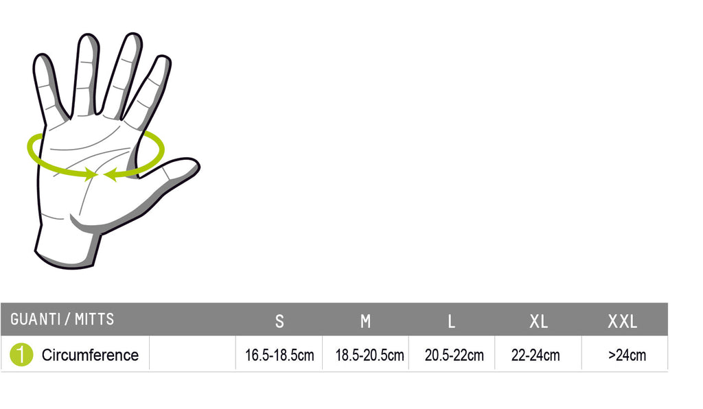 Prendas Mitts Size Guide
