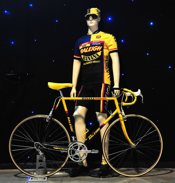 Original Raleigh Banana team kit by Santini with an actual team bike lovingly restored!