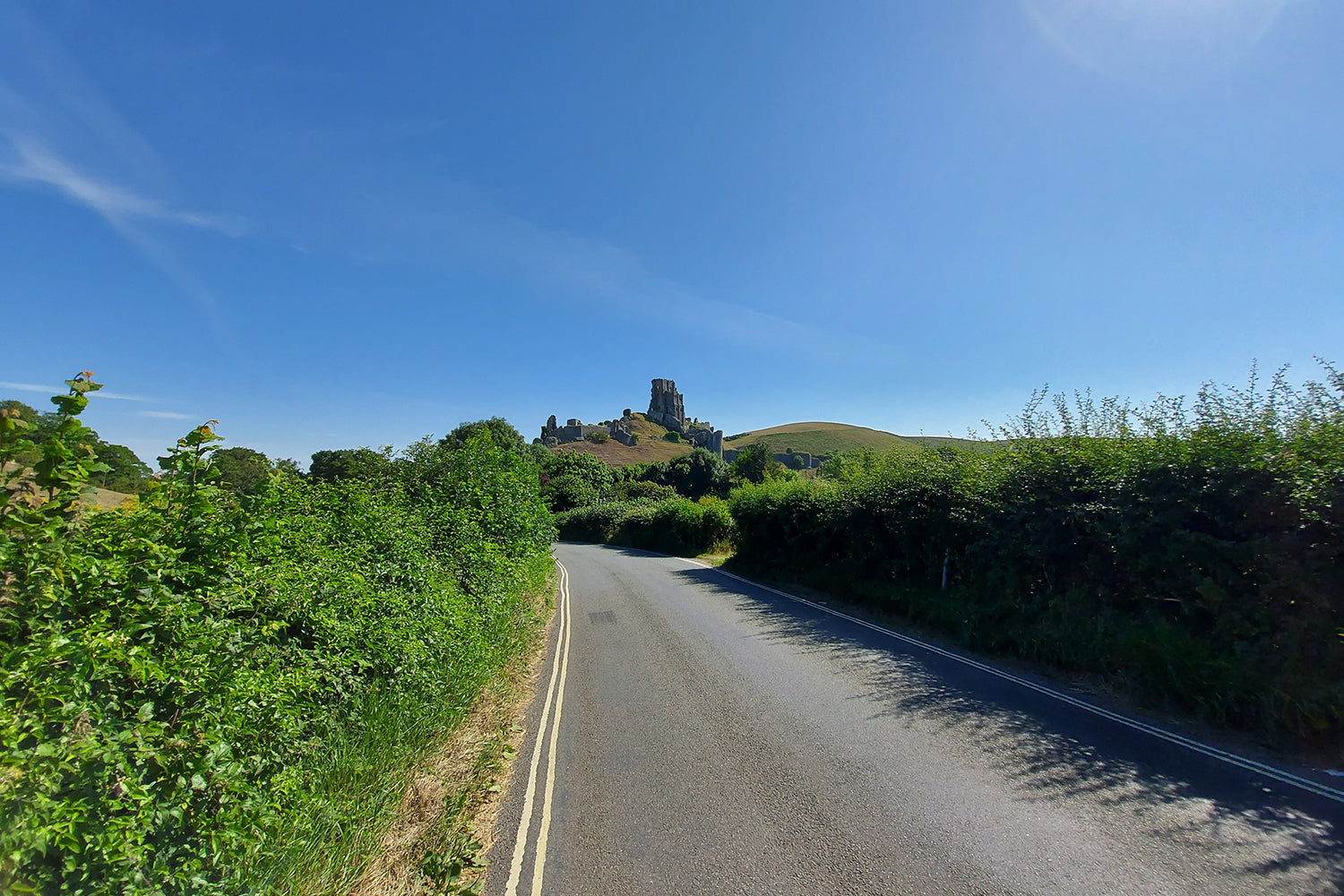 If you look behind you on the road to Church Knowle and Steeple, you see what we think is on of the best view of Corfe Castle.