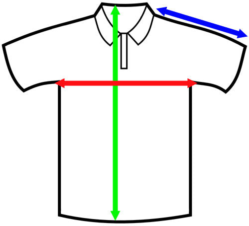 Picture showing where you need to measure your existing garment to determine what size you will need.