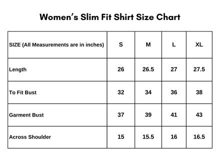 Women’s Slim Fit Shirt Size Chart