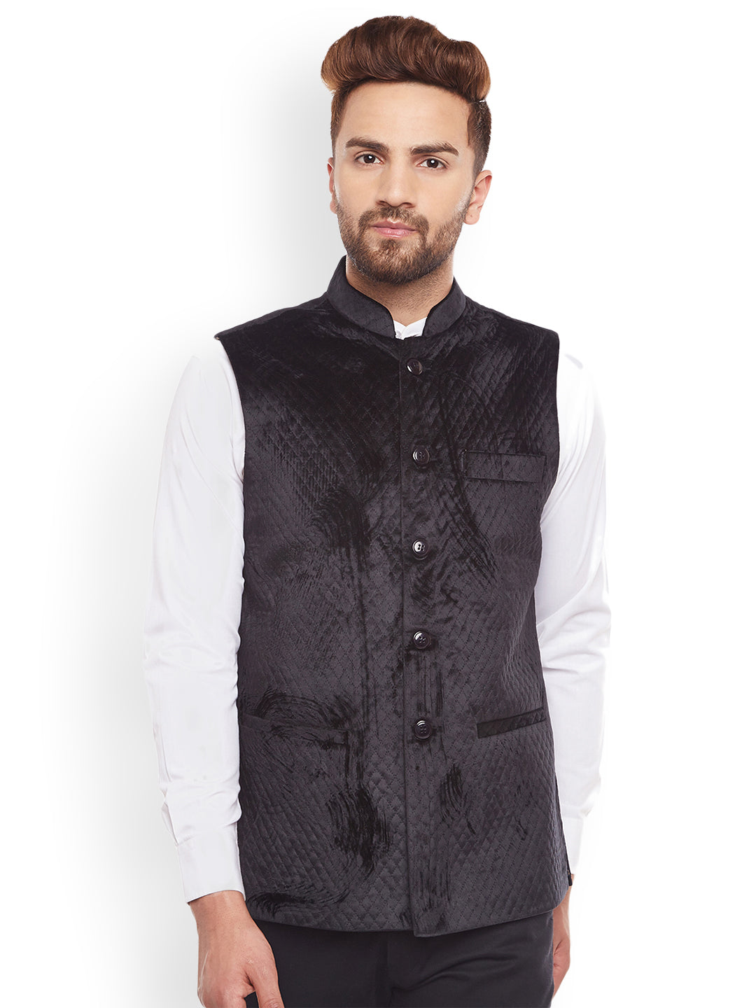 Burgandy Velvet Nehru Jacket - Ash Creations