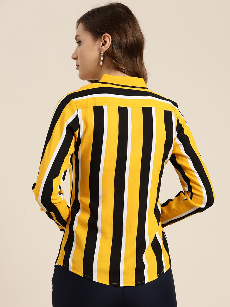 black and yellow striped womens shirt