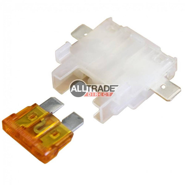 Inline White Standard Blade Fuse Holder For Fuses Up To 30 Amps