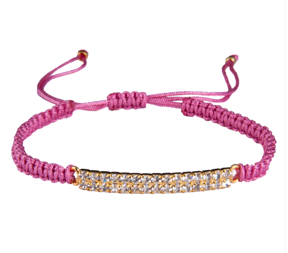 Pair Pink Leather Friendship Bracelets - Swarovski Crystal Friendship  bracelets--beaded bracelet-gold plated-magnetic catch-tassel-MBS25