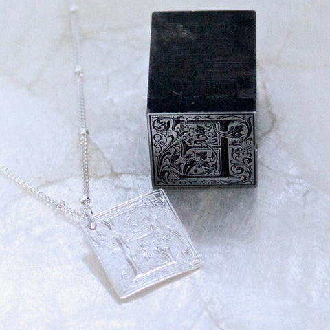 Small Goudy Cloister Initial Necklace