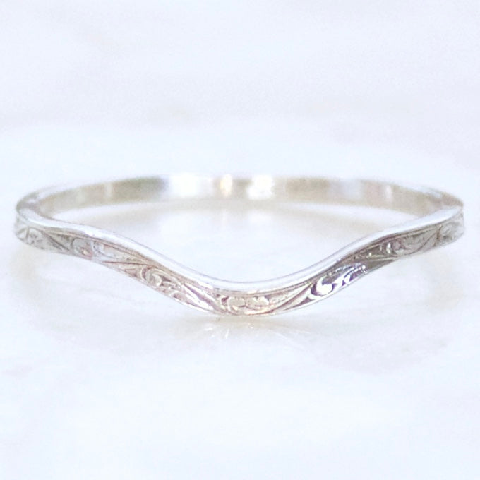 Waves Curved Or Straight Engraved Wedding Band Ssmdesign