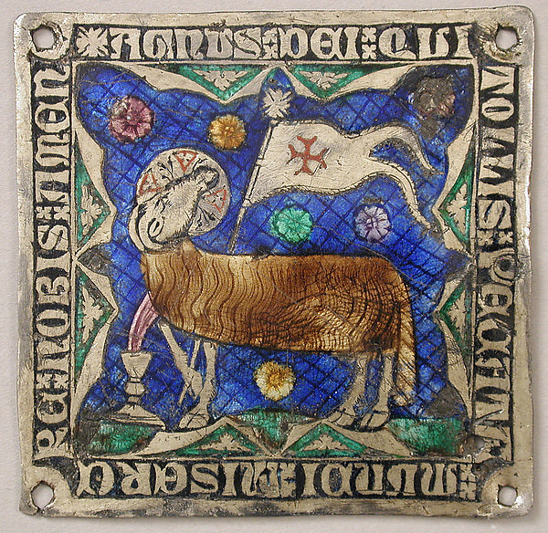 14th Century Basse-taille Plaque with Agnus Dei