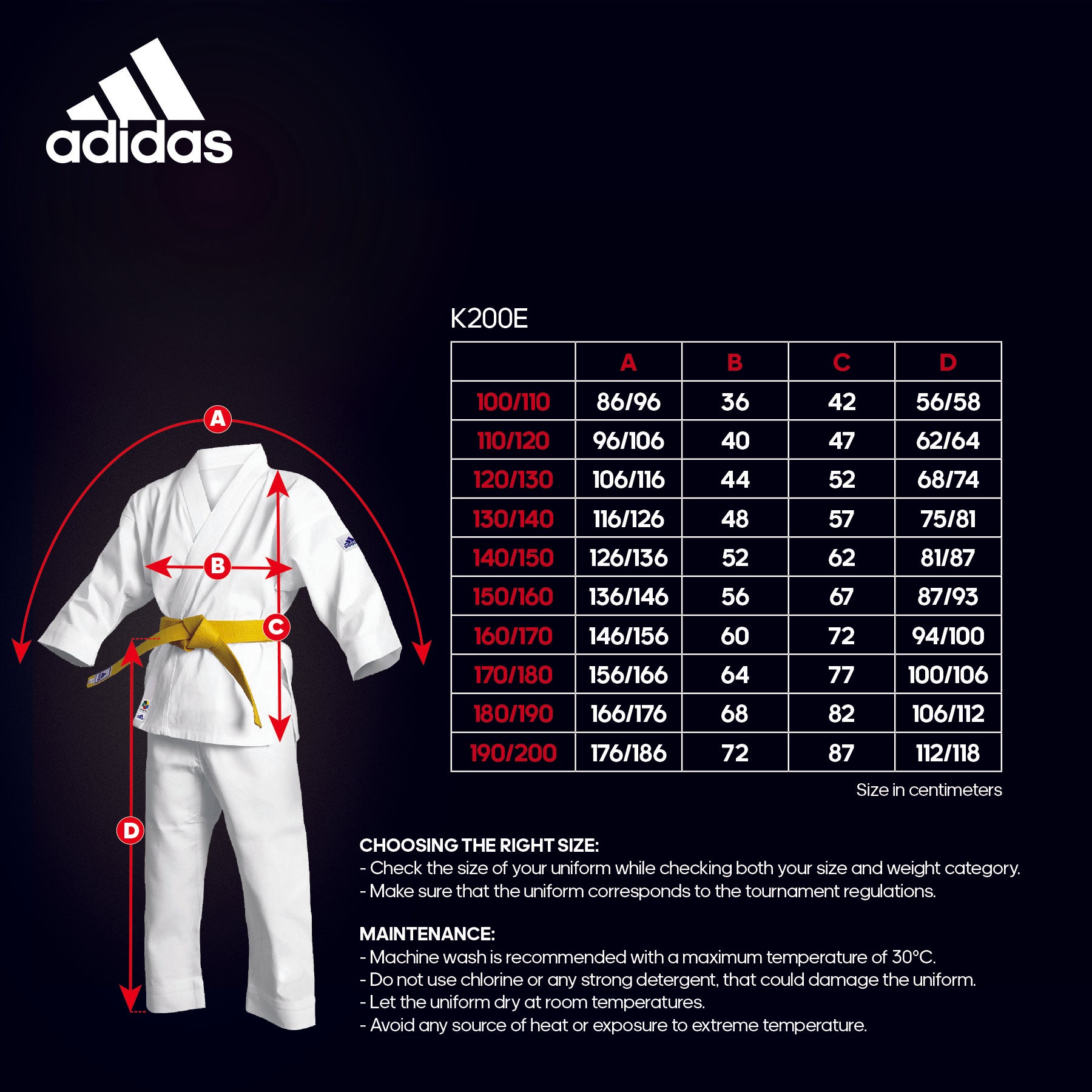 Guía de tallas Adidas K200 Evolution