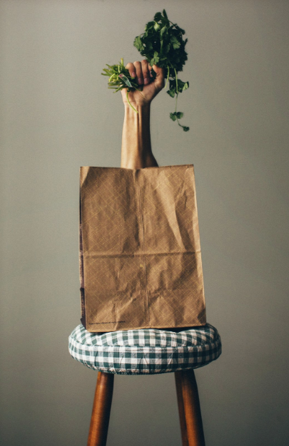compostable paper bag veggies