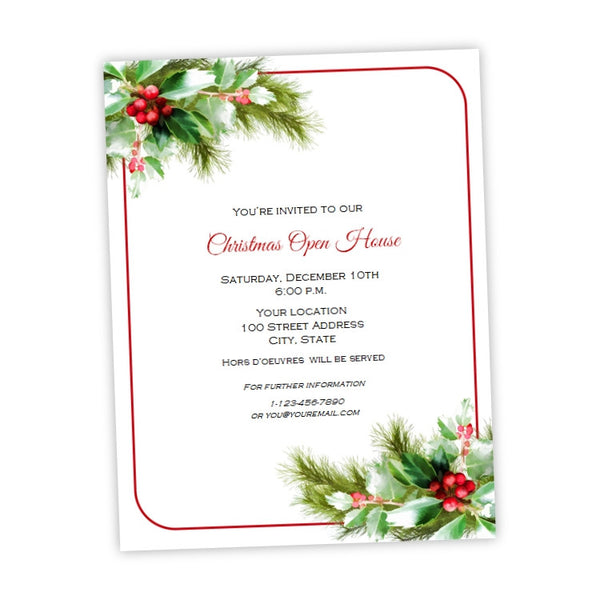 Holiday Holly Christmas Party Flyer Template – .'s Prints